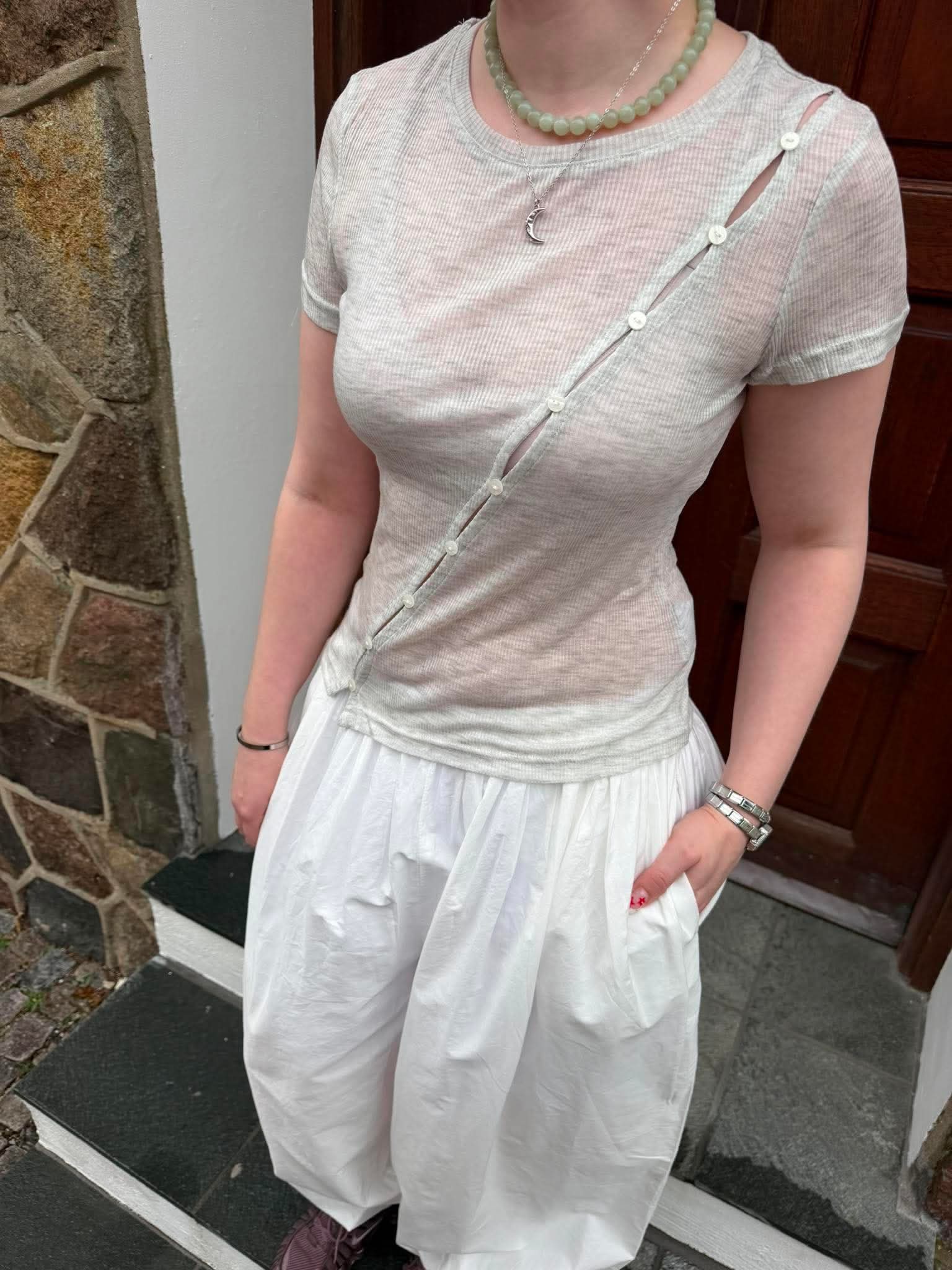 NMNUSA Top - White Melange