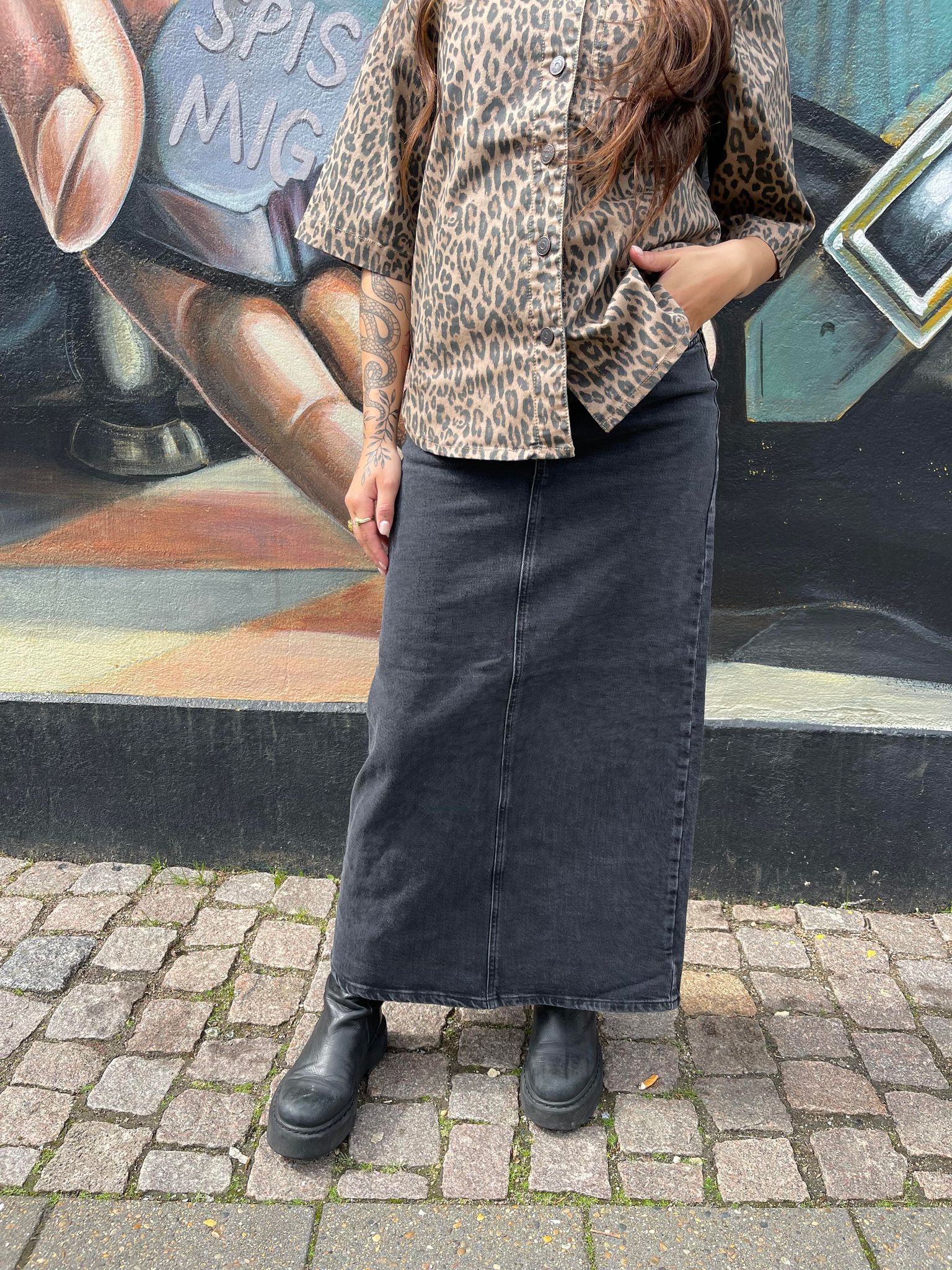 OBJELLEN Skirt - Black Denim