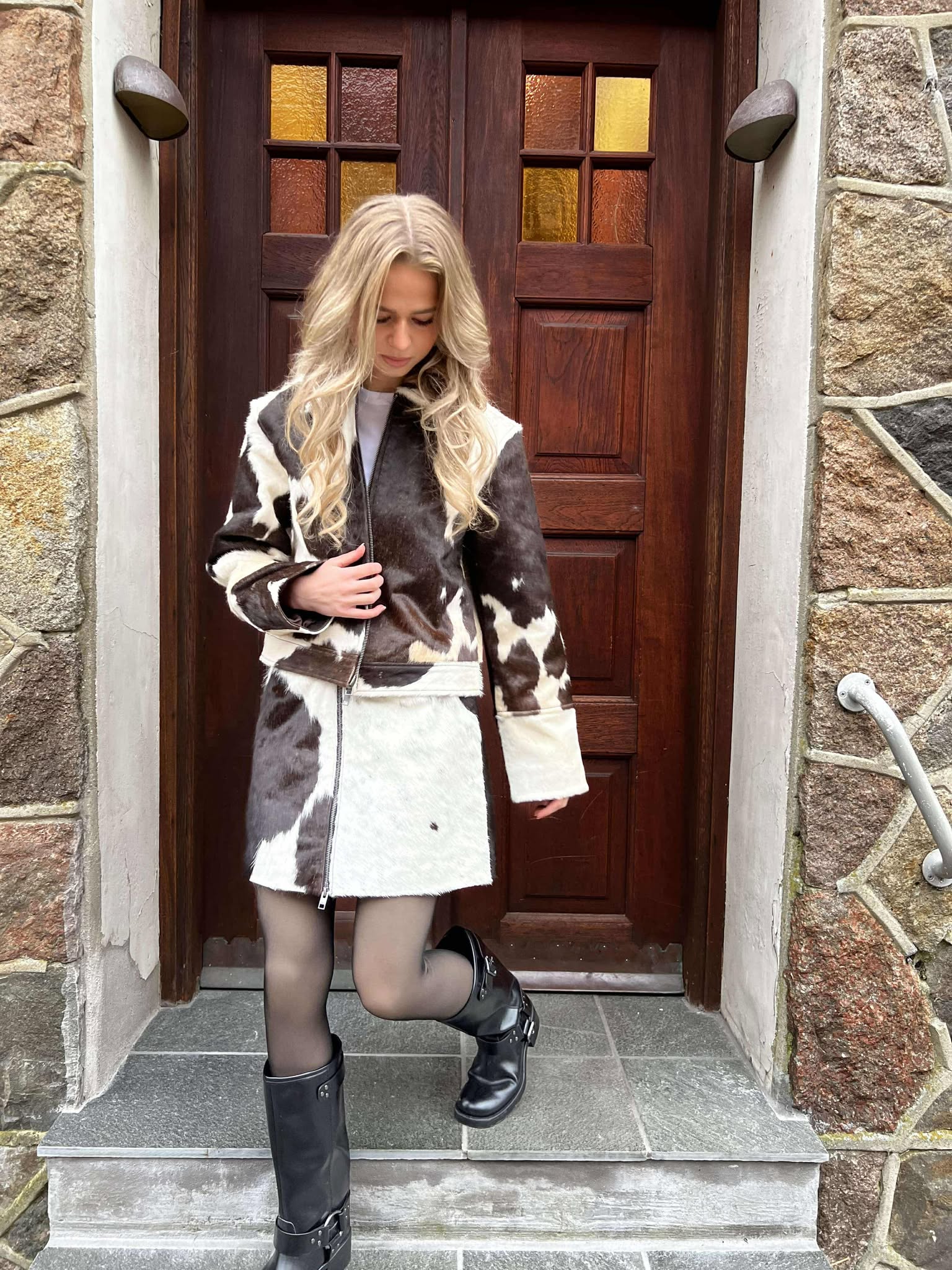 JXHANNAH Short Skirt - Bone White