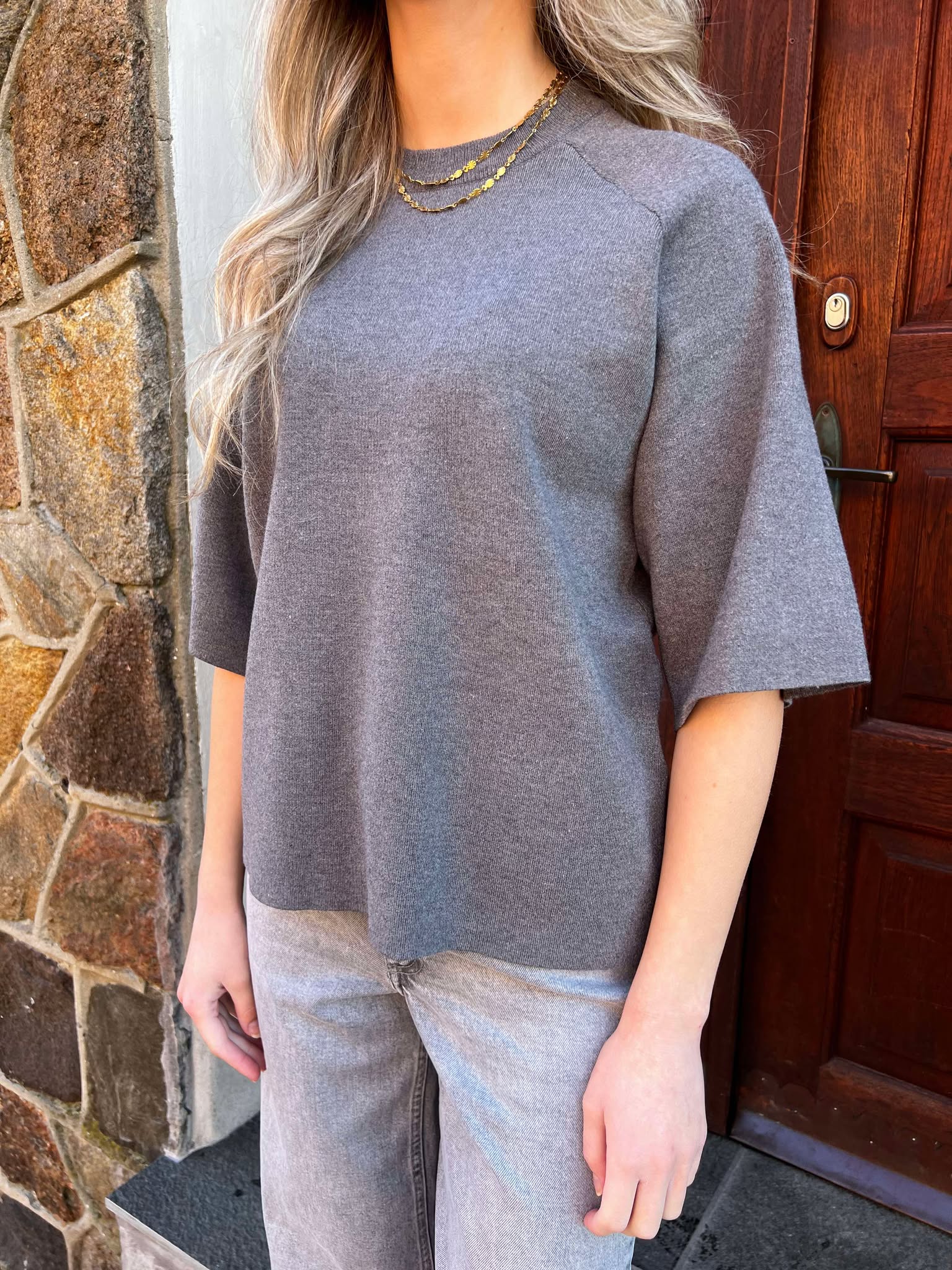 OBJREYNARD Pullover - Medium Grey Melange