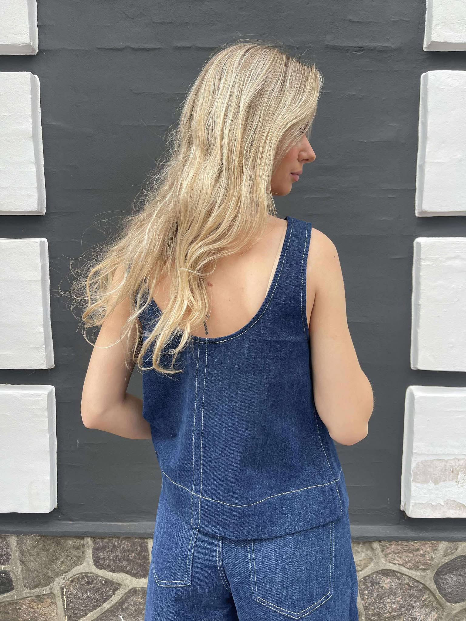 OBJREESE Top - Dark Medium Blue Denim
