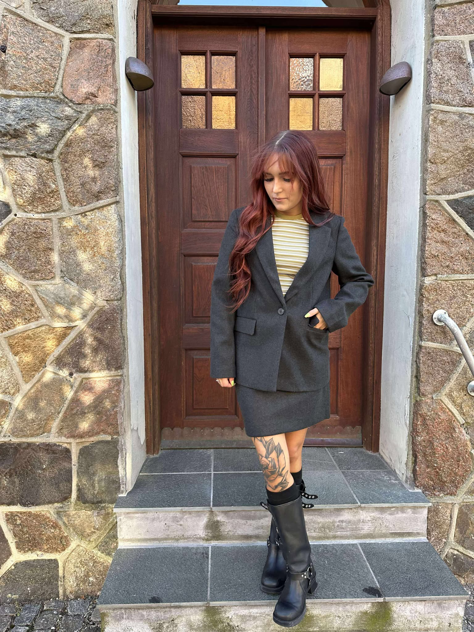 VIDACEY Short Skirt - Dark Grey Melange