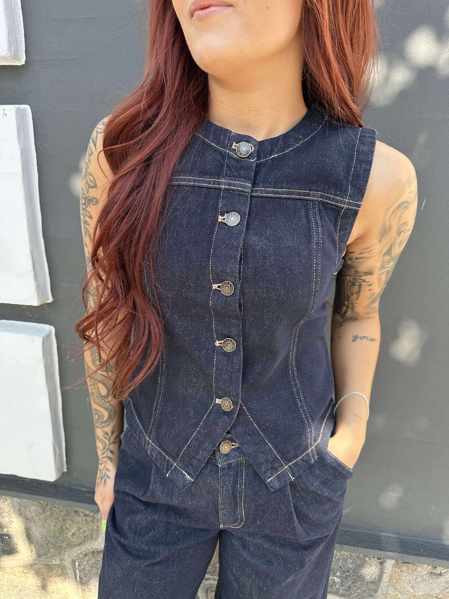 JXINDIE Top - Dark Blue Denim