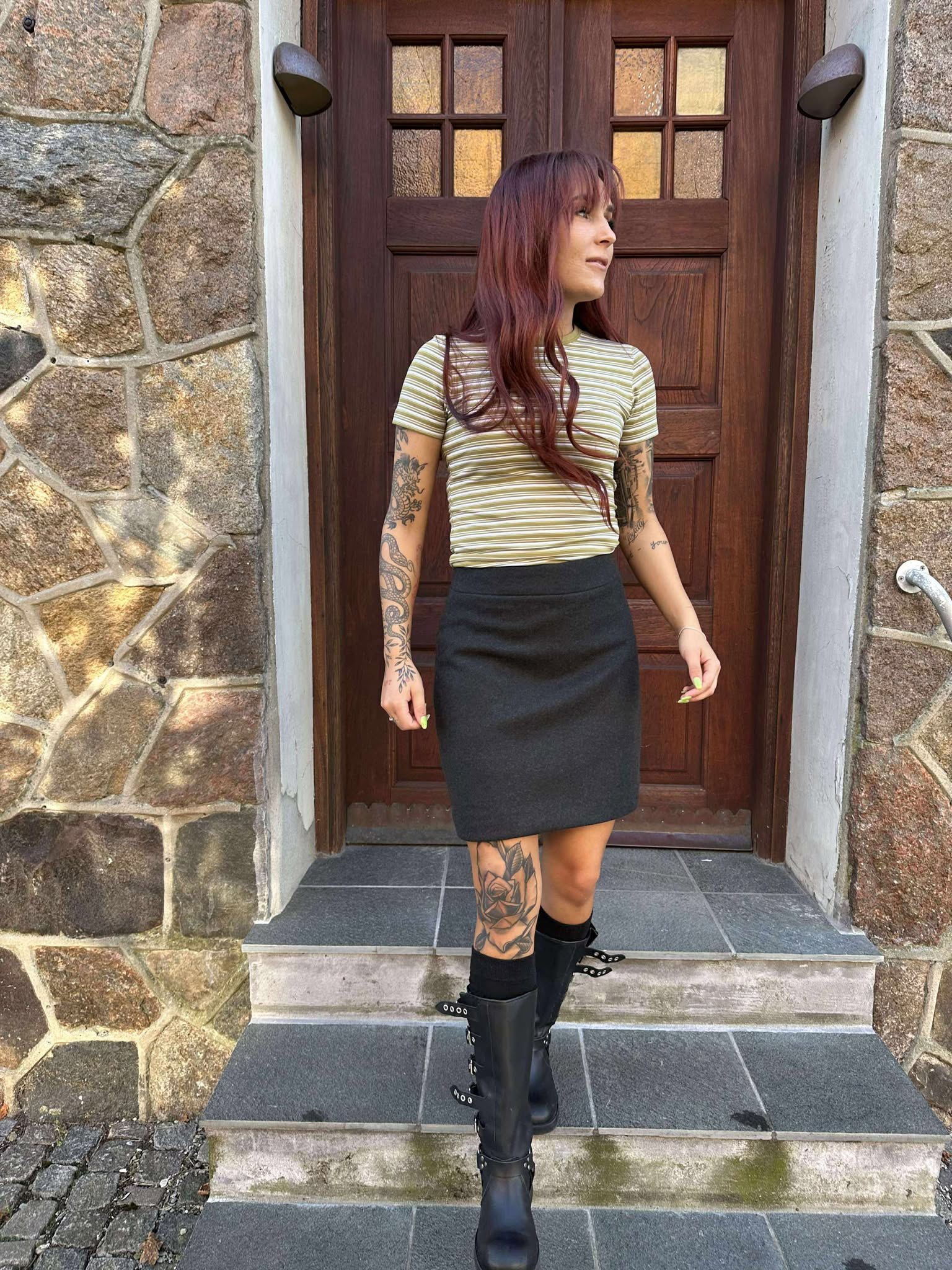 VIDACEY Short Skirt - Dark Grey Melange