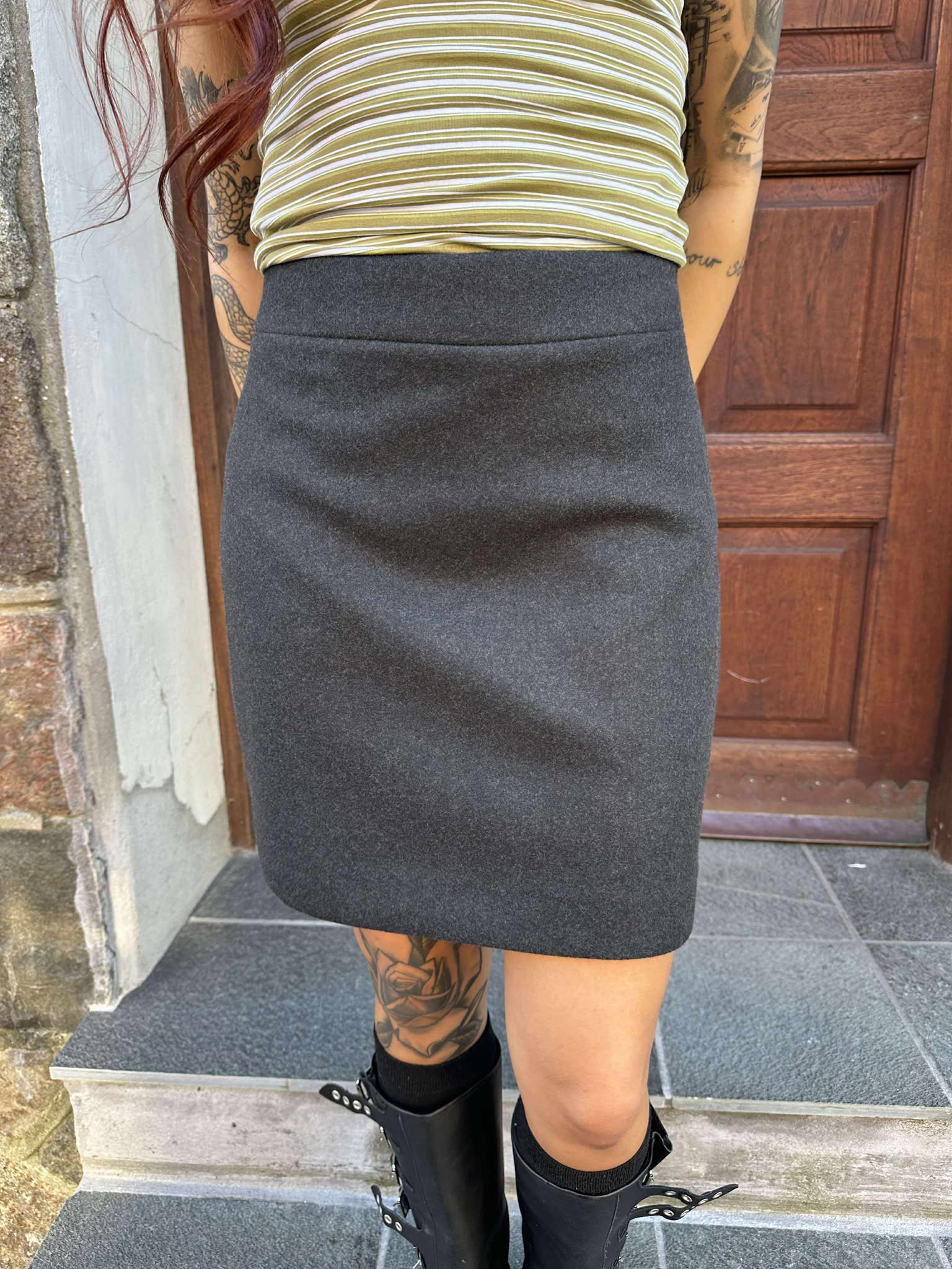 VIDACEY Short Skirt - Dark Grey Melange