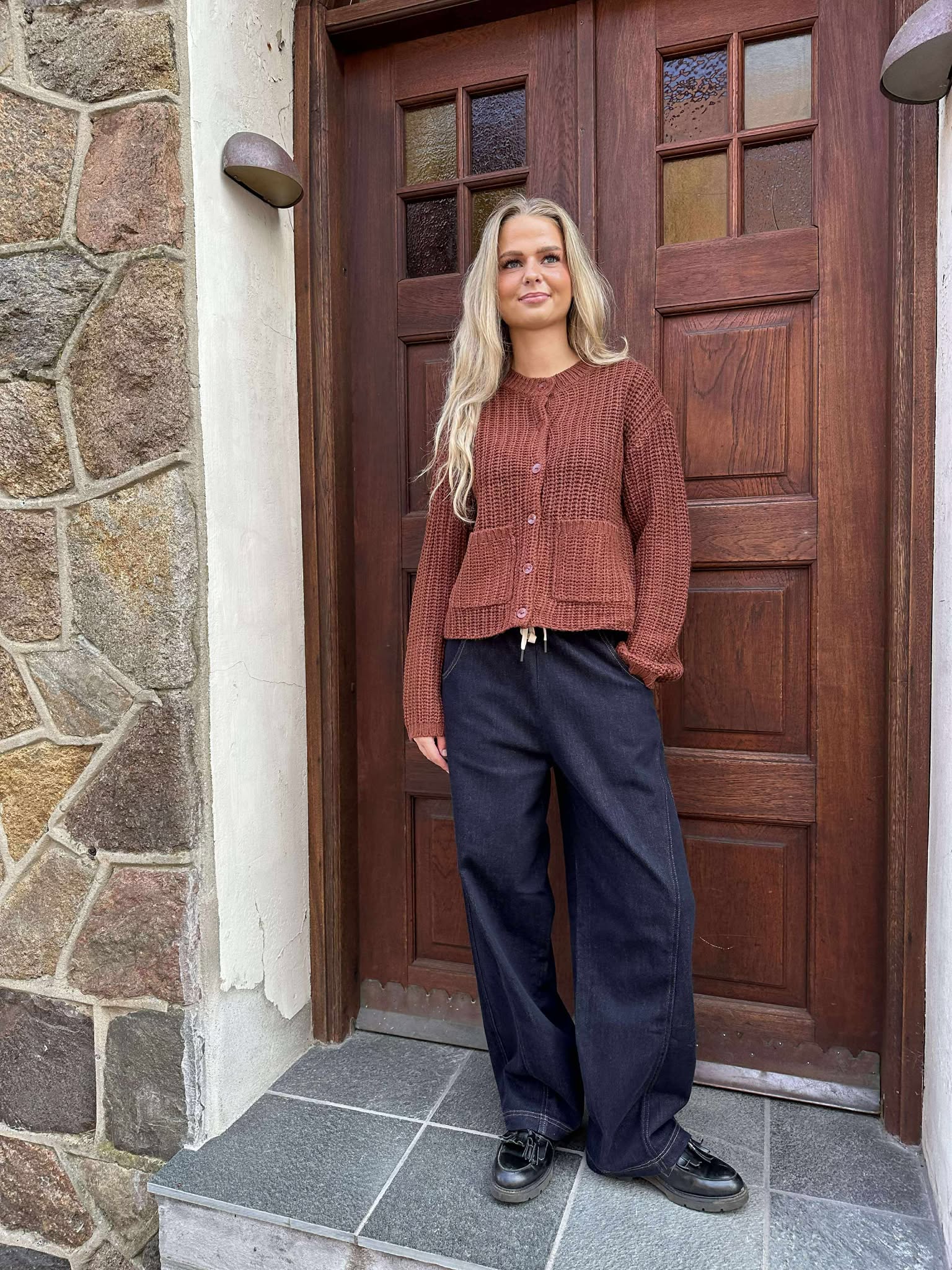 JDYMABEL Knit Cardigan - Cherry Mahogany