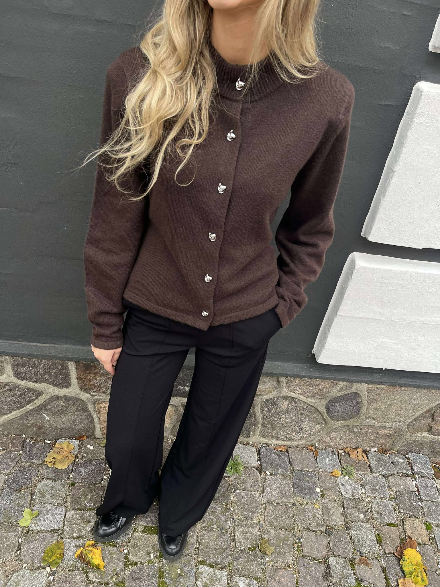 OBJZARI Knit Cardigan - Seal Brown