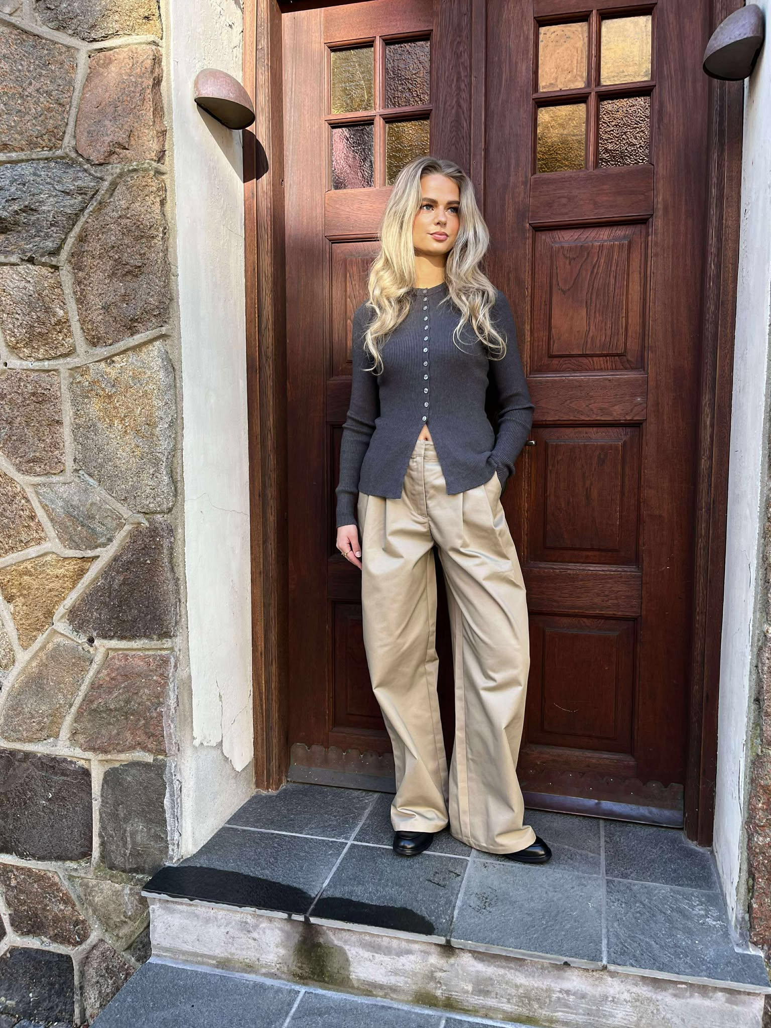 AWUKINO Knit Cardigan - Dark Grey Melange