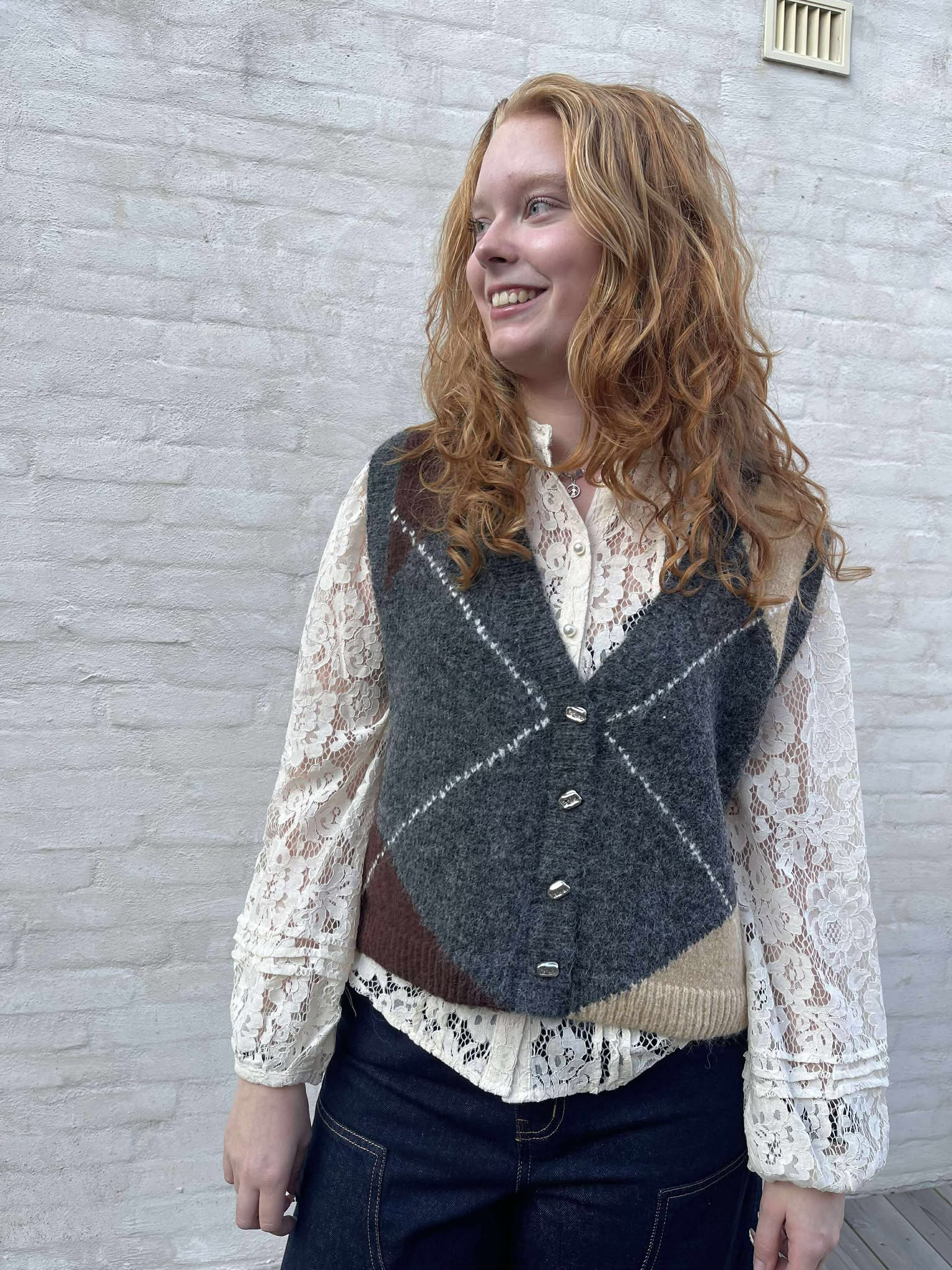 OBJZENA Knit Top - Dark Grey Melange