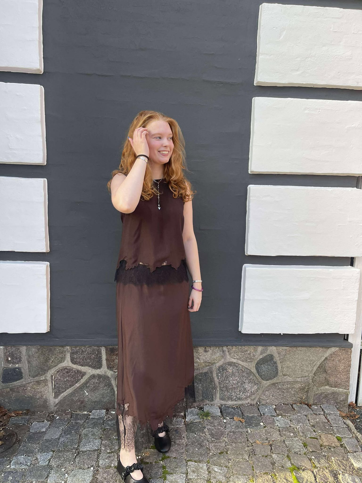 OBJDALME Long Skirt - Seal Brown