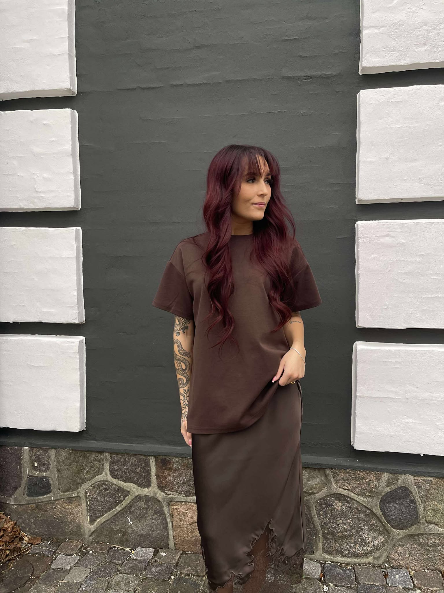 VISABEL Midi Skirt - Chocolate Brown