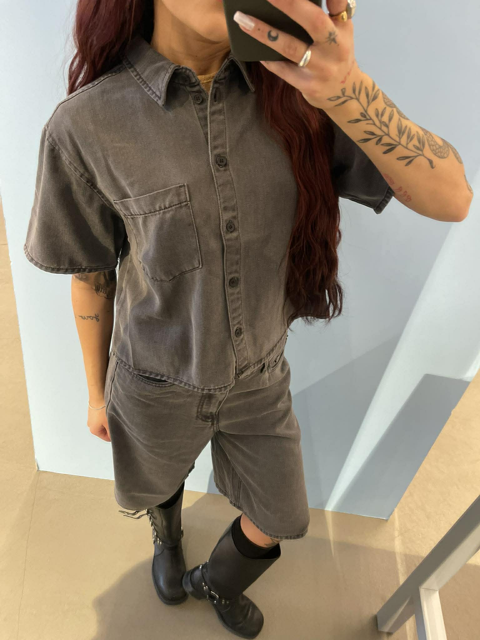 JXPAULINA Denim Shirt - Medium Grey Denim