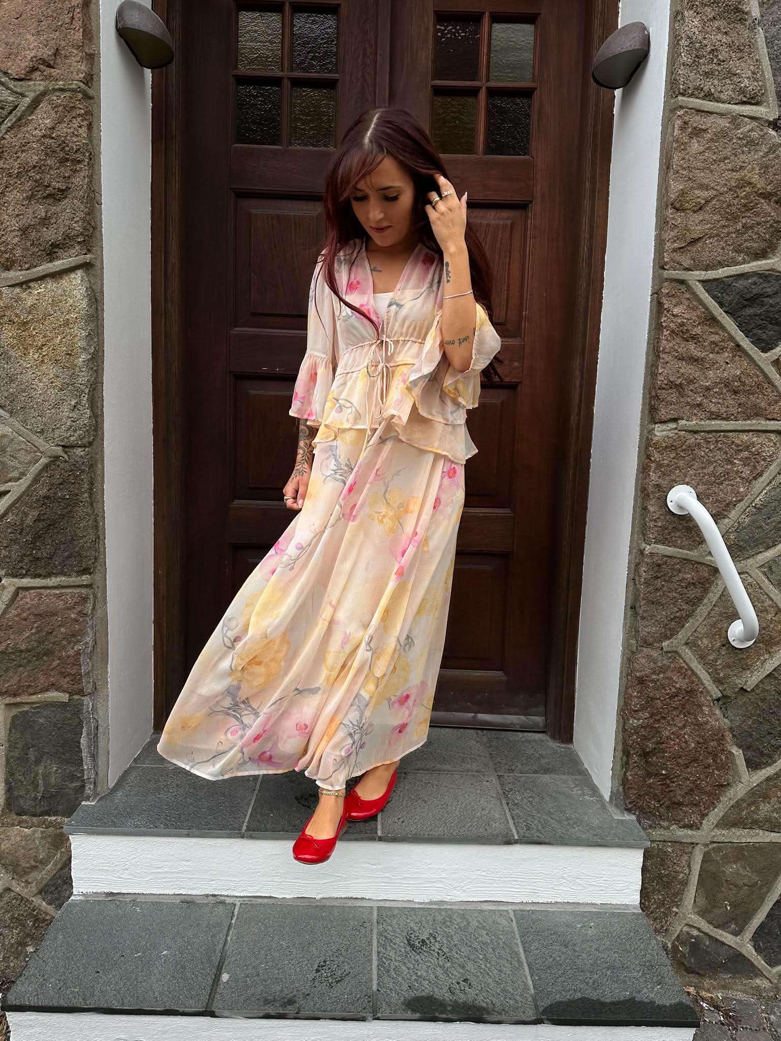 YASBLOMINA Long Dress - Afterglow