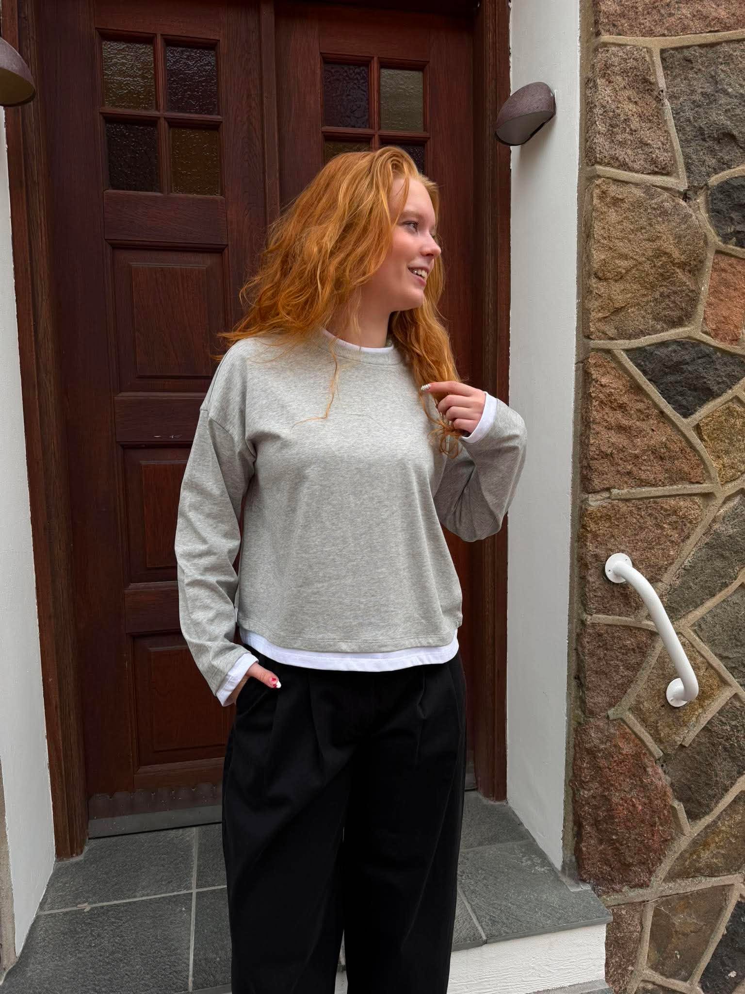 NMEMBER Top - Light Grey Melange