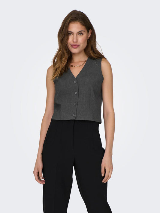 ONLMAVIS Waistcoat - Dark Grey Melange