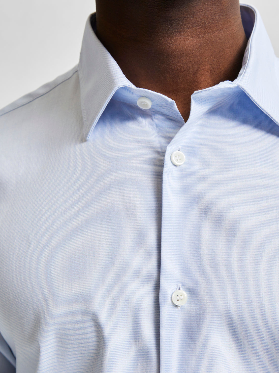 SLHSLIMETHAN Shirts - Light Blue